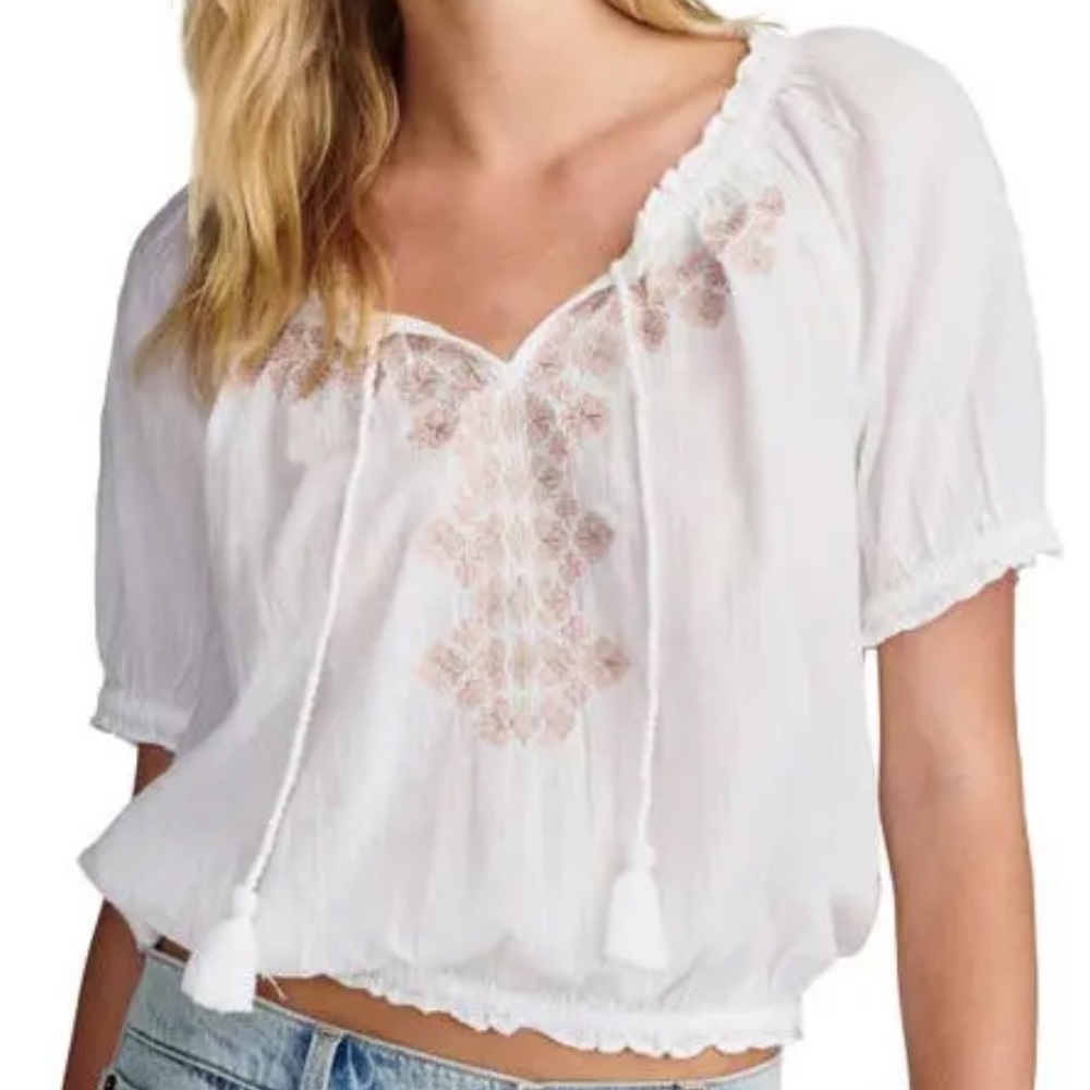 Lucky Brand Embroidered Cotton Top